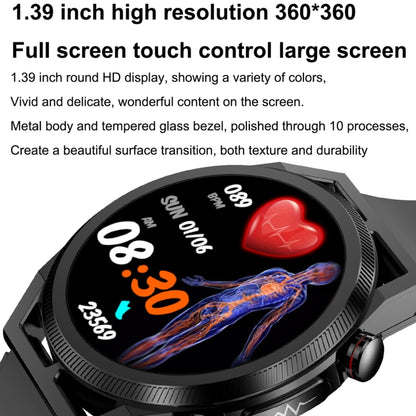 ET310 1.39 inch IPS Screen IP67 Waterproof Leather Band Smart Watch, Support Body Temperature Monitoring / ECG (Black) - Smart Watches by buy2fix | Online Shopping UK | buy2fix