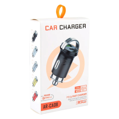 AR-CA08 12W 2A USB-C / Type-C + USB Ports Car Charger (Silver) - Car Charger by buy2fix | Online Shopping UK | buy2fix