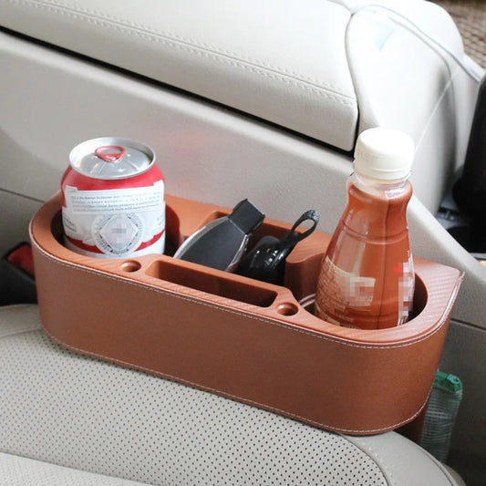CARFU AC-2299A Car Seat Gap Multi-function Storage Box(Brown) - Stowing Tidying by CARFU | Online Shopping UK | buy2fix