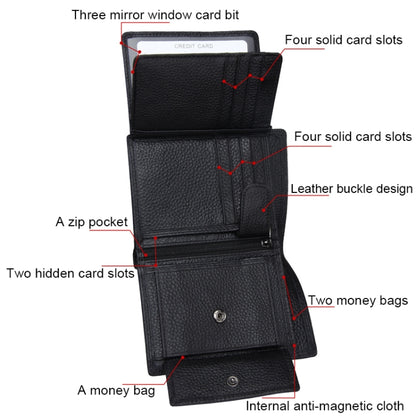 Genuine Cowhide Leather 3-folding Card Holder Wallet RFID Blocking Card Bag Protect Case for Men, Size: 13*10.2*2.5cm - Home & Garden by buy2fix | Online Shopping UK | buy2fix