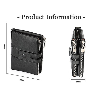 LT3529 Retro Crazy Horse Texture Double Zipper Anti-magnetic RFID Chain Wallet with Card Slots (Black) - Antimagnetic RFID Package by buy2fix | Online Shopping UK | buy2fix