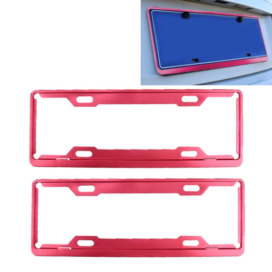 2 PCS Car License Plate Frames Car Styling License Plate Frame Aluminum Alloy Universal License Plate Holder Car Accessories(Red) - License Plate Covers & Frames by buy2fix | Online Shopping UK | buy2fix