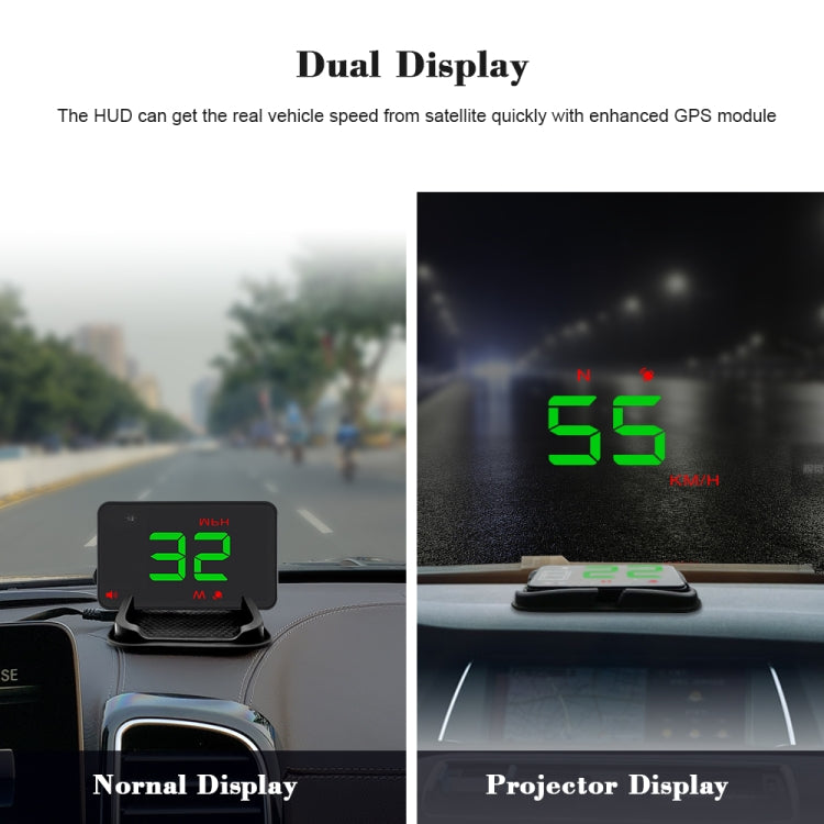 Geyiren A5 HUD 3.5 inch Car Head Up Display with GPS System, Two Mode Display, Light Sensors, KM/h MPH Speed, Compass, Speed Alarm (Green Light) - Head Up Display System by buy2fix | Online Shopping UK | buy2fix