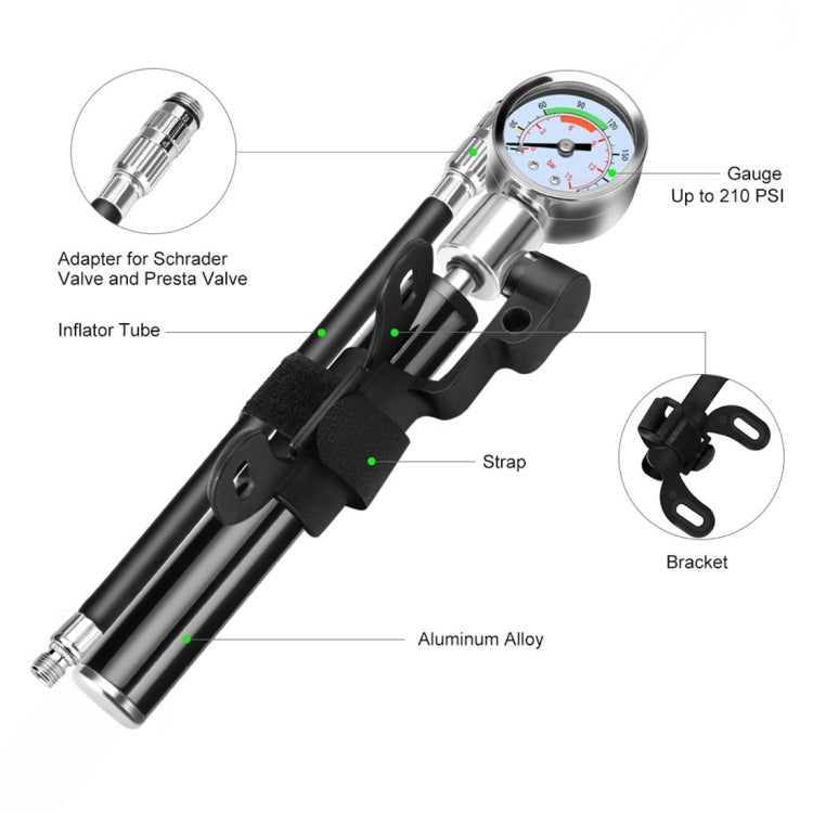 Portable High Pressure Pump Bicycle Pump Mini Mountain Bike Pump + Crowbar - Bicycle Locks & Bicycle Pumps by buy2fix | Online Shopping UK | buy2fix