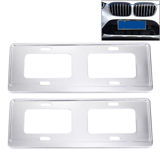 2 PCS Car License Plate Magnesium Alloy Bracket Frame Holder Stand Mount(Silver) - License Plate Covers & Frames by buy2fix | Online Shopping UK | buy2fix