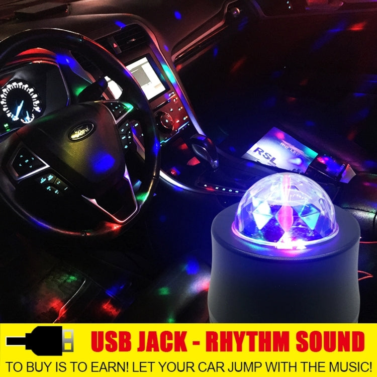 5V 6W Colorful Car Decoration DJ Light Sound Activated Rotating Strobe Effect Atmosphere Light Star Music Light Lamp with 6 RGB LED Lights, Cable Length:4m(Colorful Light) - Atmosphere lights by buy2fix | Online Shopping UK | buy2fix