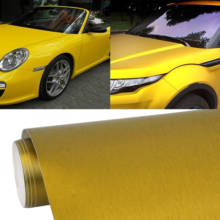 1.52 * 0.5m Waterproof PVC Wire Drawing Brushed Chrome Vinyl Wrap Car Sticker Automobile Ice Film Stickers Car Styling Matte Brushed Car Wrap Vinyl Film (Gold) - Auto Film by buy2fix | Online Shopping UK | buy2fix