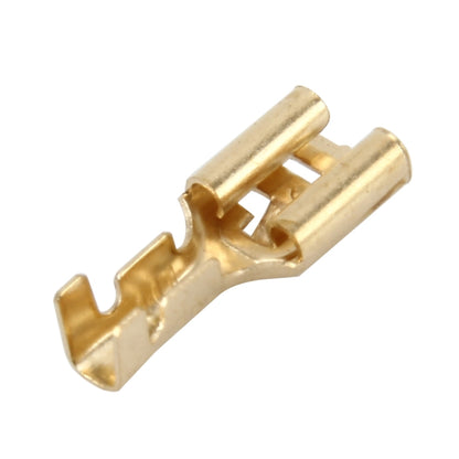 100 PCS 6.3mm Cable Spade Plug Connector Gold Plated Copper Cable Terminal DIY Terminal Connectors - In Car by buy2fix | Online Shopping UK | buy2fix