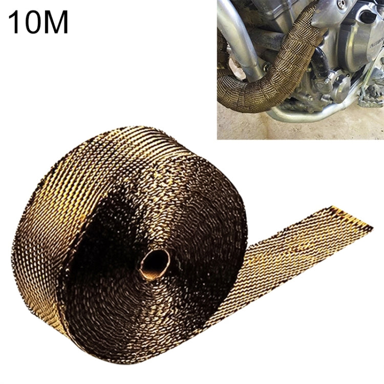 10m Titanium Gold Exhaust Wrap Auto Motor Exhaust Heat Shield Wrap Heat Resistant Wrap - In Car by buy2fix | Online Shopping UK | buy2fix