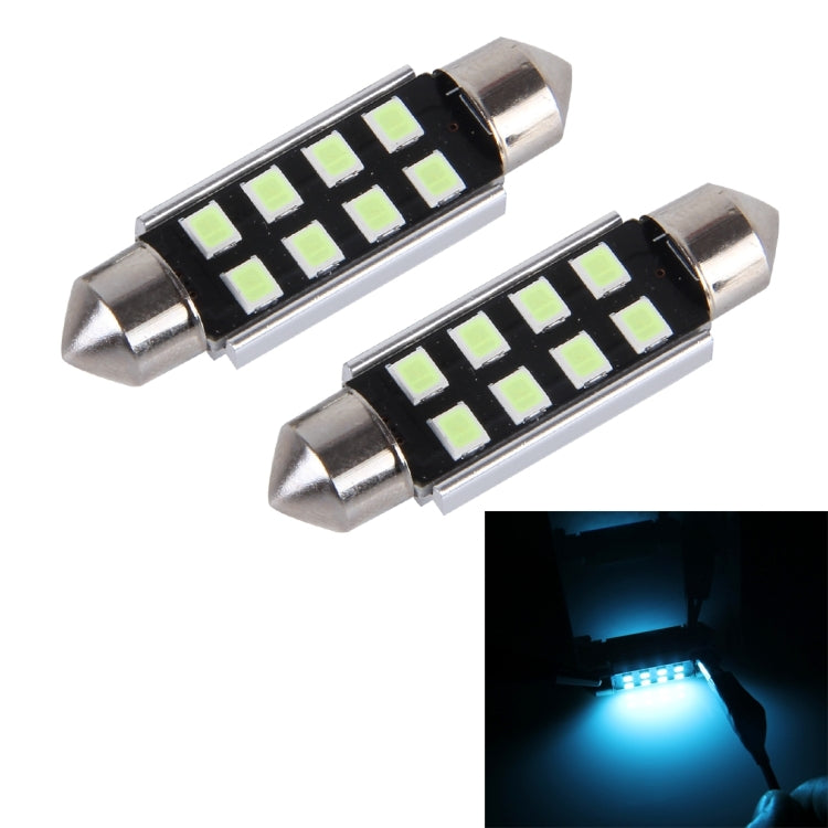 2 PCS DC 12V 2W 39MM 8 SMD-3528 LEDs Bicuspid Port Decoding Car Dome Lamp LED Reading Light(Ice Blue Light) - Dome Lights by buy2fix | Online Shopping UK | buy2fix