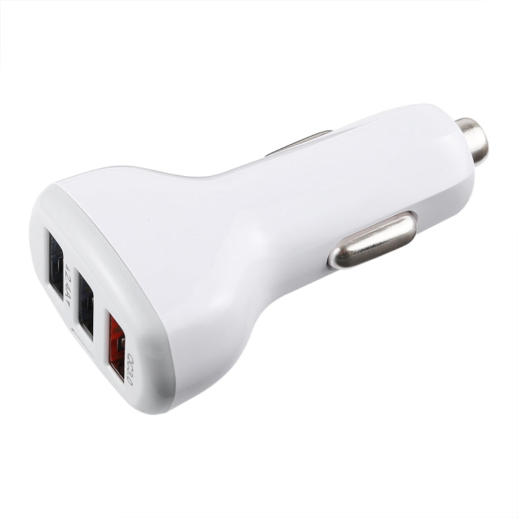 LZ-429 QC3.0 2.4A Three USB Ports Smart Quick Car Charger(White) - In Car by buy2fix | Online Shopping UK | buy2fix