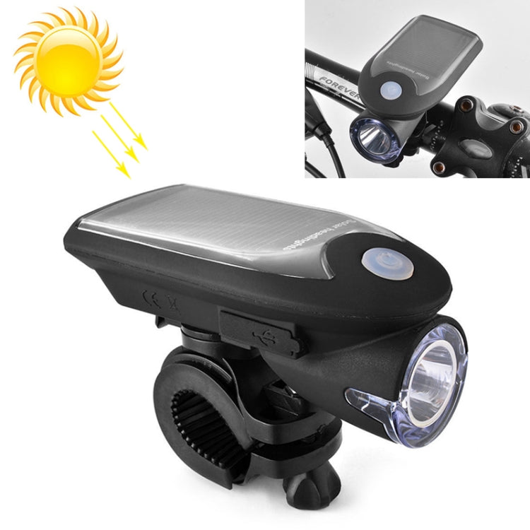 3W 240LM USB Solar Energy Motorcycle / Bicycle Front Light (Black) - Headlights by buy2fix | Online Shopping UK | buy2fix