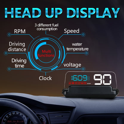 C500 Car HUD Virtual HD Projection Head-up Display, With Adjustable Reflection Board, Speed & RPM & Water Temperature & Oil Consumption & Driving Distance / Time & Voltage Display, Over Speed Alarm, Connect OBD2 Interface(Blue) - Head Up Display System by buy2fix | Online Shopping UK | buy2fix