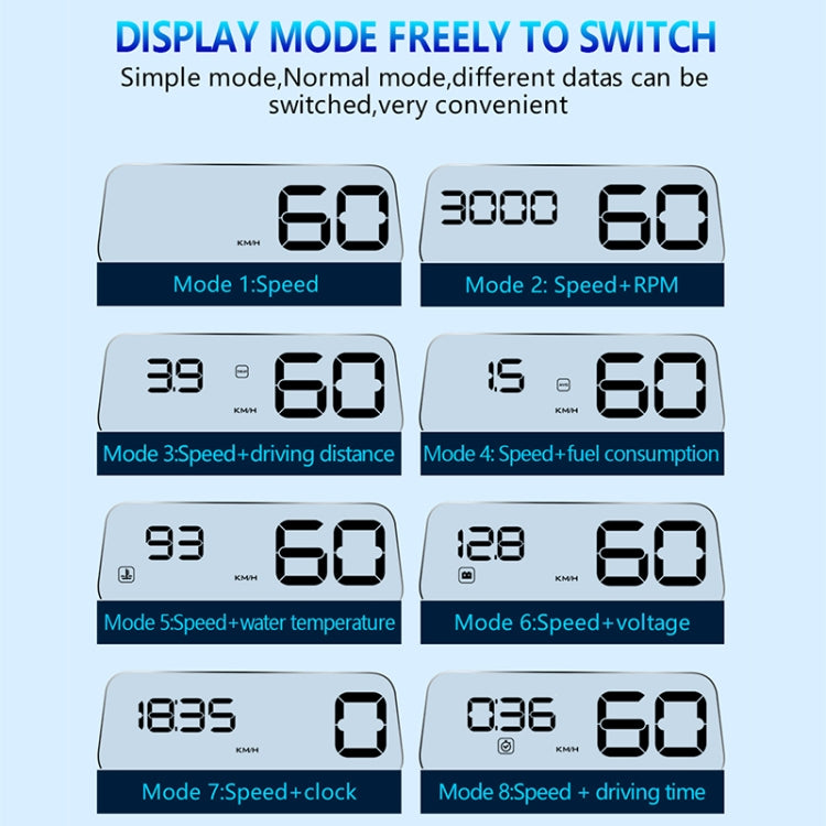 C500 Car HUD Virtual HD Projection Head-up Display, With Adjustable Reflection Board, Speed & RPM & Water Temperature & Oil Consumption & Driving Distance / Time & Voltage Display, Over Speed Alarm, Connect OBD2 Interface(Blue) - Head Up Display System by buy2fix | Online Shopping UK | buy2fix