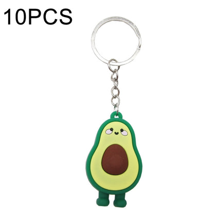 10 PCS Cute Fruit Jewelry Soft Silicone Cartoon Anthropomorphic Avocado Key Ring - Key Rings by buy2fix | Online Shopping UK | buy2fix