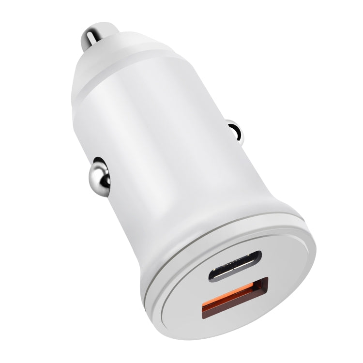 PD 20W USB-C / Type-C + QC 3.0 USB Interface Fast Charging Car Charger (White) - Car Charger by buy2fix | Online Shopping UK | buy2fix