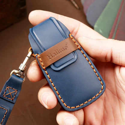 Hallmo Car Cowhide Leather Key Protective Cover Key Case for Audi A6L / A8L / A4 / A7 / A5 B Style(Black) -  by Hallmo | Online Shopping UK | buy2fix