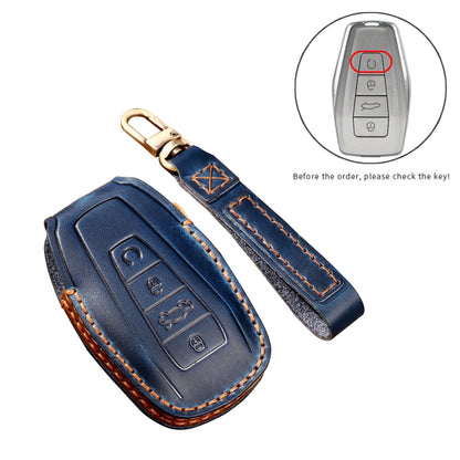 Hallmo Car Cowhide Leather Key Protective Cover Key Case for Geely Emgrand B Style(Brown) - Car Key Cases by Hallmo | Online Shopping UK | buy2fix