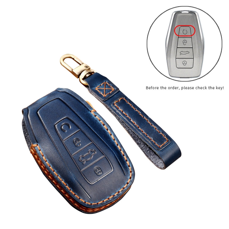 Hallmo Car Cowhide Leather Key Protective Cover Key Case for Geely Emgrand B Style(Black) - Car Key Cases by Hallmo | Online Shopping UK | buy2fix