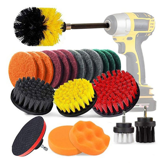 22 in 1 Floor Wall Window Glass Cleaning Descaling Electric Drill Brush Head Set - Home & Garden by buy2fix | Online Shopping UK | buy2fix