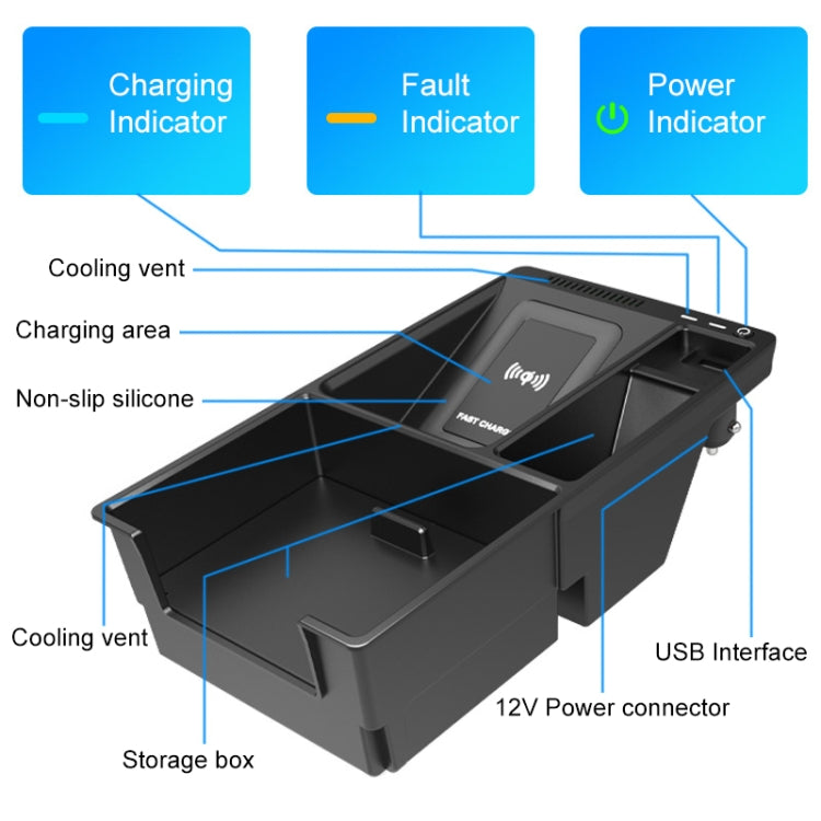 HFC-1050 Car Qi Standard Wireless Charger 10W Quick Charging for Audi A4L 2017-2022, Left Driving - In Car by buy2fix | Online Shopping UK | buy2fix