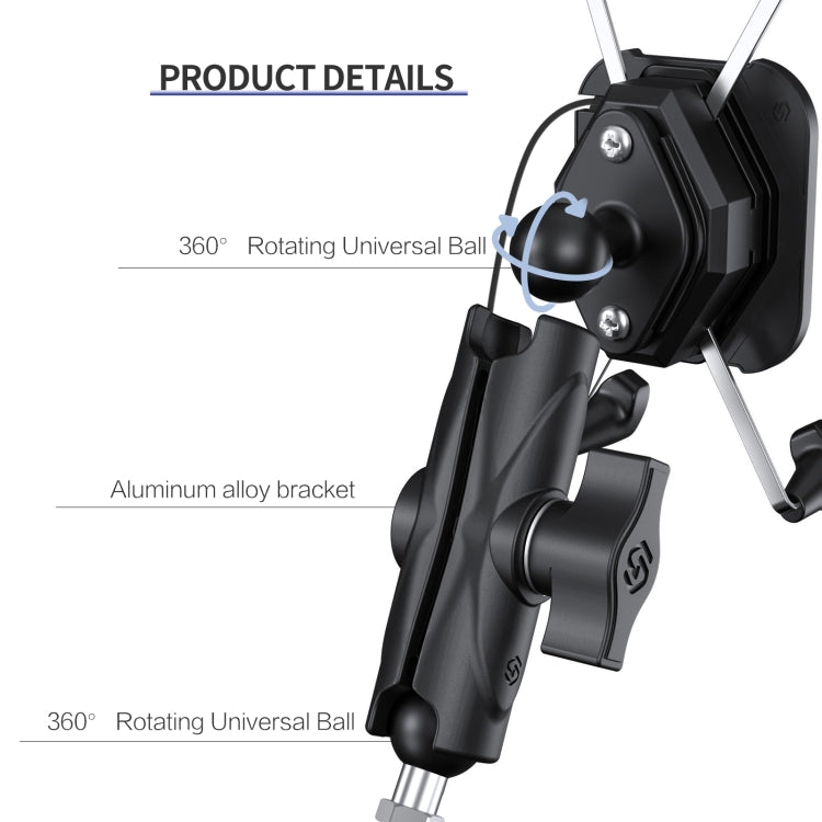 ZH-1558C2 Motorcycle M8 Ball Joint X-shape Aluminum Alloy Qi Wireless Charging Phone Holder - In Car by buy2fix | Online Shopping UK | buy2fix