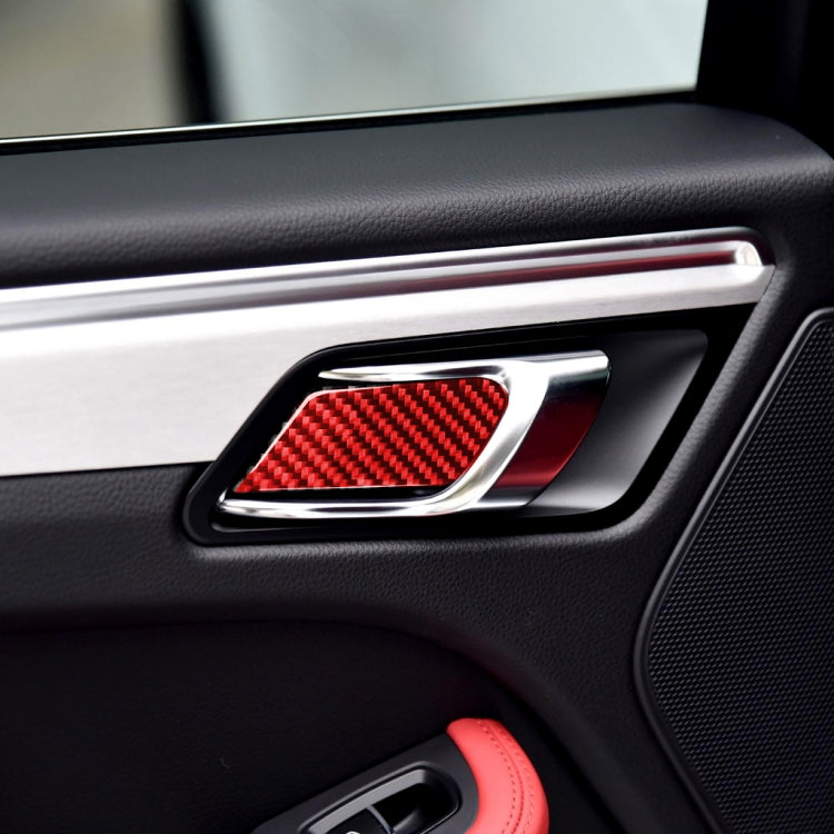 Car Carbon Fiber Inner Door Bowl Panel Decorative Sticker for Porsche Macan 2014-2021, Left and Right Drive Universal (Red) - In Car by buy2fix | Online Shopping UK | buy2fix