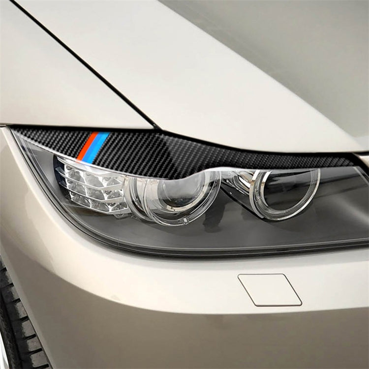 1 Pair Three Color Carbon Fiber Car Lamp Eyebrow Decorative Sticker for BMW E90 / 318i / 320i / 325i 2005-2008, Drop Glue Version - In Car by buy2fix | Online Shopping UK | buy2fix