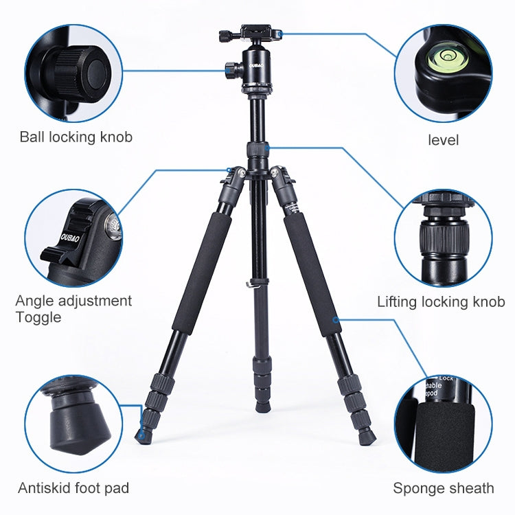 TRIOPO Oubao A-608S  Adjustable Portable  Aluminum Alloy Tripod with Ball Head for SLR Camera - Tripods by TRIOPO | Online Shopping UK | buy2fix