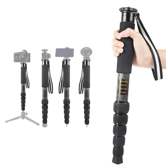 BEXIN P306C Portable Travel Outdoor DSLR Camera Carbon Fiber Monopod Holder (Black) - Camera Accessories by BEXIN | Online Shopping UK | buy2fix