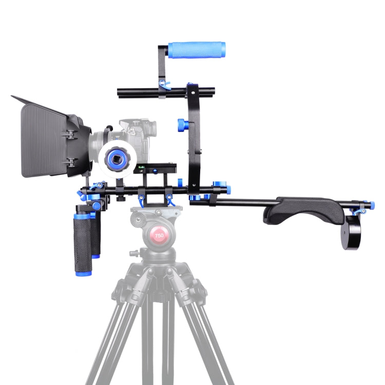 YELANGU D206 C-Type Handle Camera Shoulder Rigs Mount Kit with Matte Box & Follow Focus(Blue) - Camera Accessories by YELANGU | Online Shopping UK | buy2fix