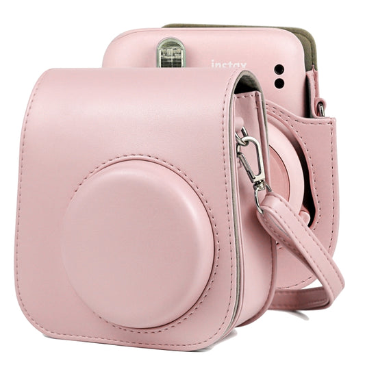 Solid Color Full Body Camera Leather Case Bag with Strap for FUJIFILM Instax mini 11 (Pink) - Camera Accessories by buy2fix | Online Shopping UK | buy2fix
