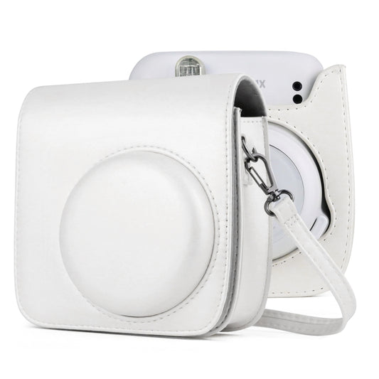 Solid Color Full Body Camera Leather Case Bag with Strap for FUJIFILM Instax mini 11 (White) - Camera Accessories by buy2fix | Online Shopping UK | buy2fix