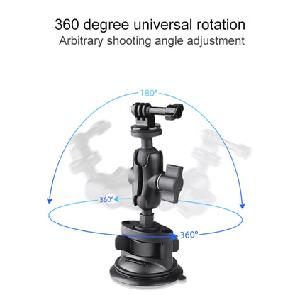 Dual Suction Cup Mount Holder with Tripod Adapter & Steel Tether & Safety Buckle (Black) - DJI & GoPro Accessories by buy2fix | Online Shopping UK | buy2fix