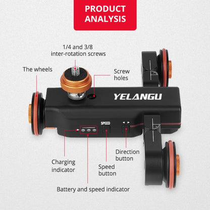 YELANGU L4X Camera Wheel Dolly + PC142 Phone Clamp with Remote, Load: 3kg - Camera Dolly by YELANGU | Online Shopping UK | buy2fix