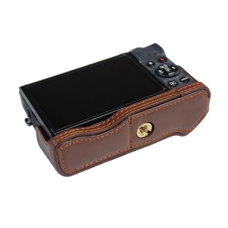 1/4 inch Thread PU Leather Camera Half Case Base for Canon G7 X Mark III / G7 X3 (Brown) - Camera Accessories by buy2fix | Online Shopping UK | buy2fix