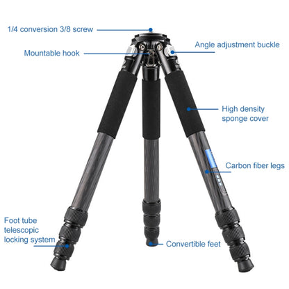 BEXIN RC294 Portable Collapsible Carbon Fiber Camera Tripod with K44 Panoramic BallHead - Camera Accessories by BEXIN | Online Shopping UK | buy2fix