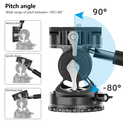 BEXIN DT-03R/S 720 Degree Panorama Heavy Duty Tripod Action Fluid Drag Head with Quick Release Plate - Camera Accessories by BEXIN | Online Shopping UK | buy2fix