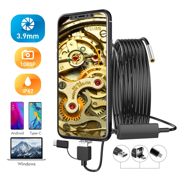 inskam107 3.9mm 3 In 1 HD Waterproof Industry Digital Endoscope Inspection Camera, Length: 5m Flexible Cable(Black) - Consumer Electronics by buy2fix | Online Shopping UK | buy2fix