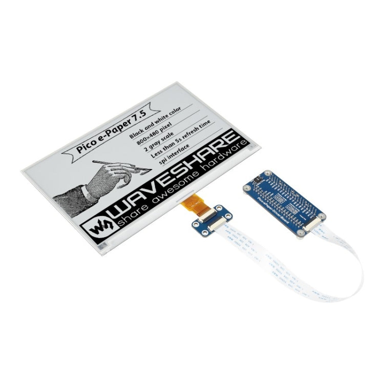 Waveshare 7.5 inch 800x480 pixel Black White E-Paper E-Ink Display Module for Raspberry Pi Pico, SPI Interface - Modules Expansions Accessories by WAVESHARE | Online Shopping UK | buy2fix