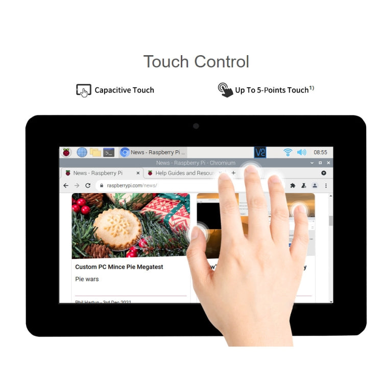 WAVESHARE 8 inch 800 x 480 Capacitive Touch Display for Raspberry Pi, DSI Interface - LCD & LED Display Module by WAVESHARE | Online Shopping UK | buy2fix