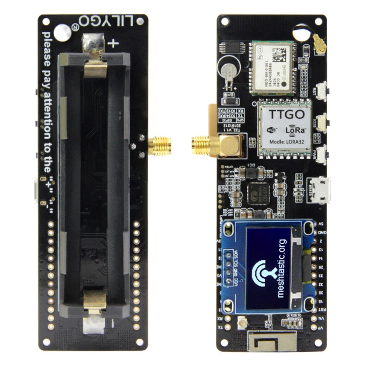 TTGO Meshtastic T-Beam V1.1 ESP32 923MHz OLED WiFi Bluetooth GPS NEO-6M SMA 18650 Battery Holder - Module by TTGO | Online Shopping UK | buy2fix