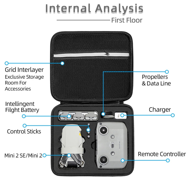 For DJI Mini 2 SE Square Shockproof Hard Case Carrying Storage Bag, Size: 28 x 23 x 10cm (Black) - DJI & GoPro Accessories by buy2fix | Online Shopping UK | buy2fix