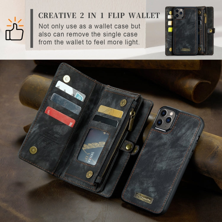 For iPhone 11 Pro Max CaseMe-008 Detachable Multifunctional Horizontal Flip Leather Case with Card Slot & Holder & Zipper Wallet & Photo Frame (Black) - iPhone 11 Pro Max Cases by CaseMe | Online Shopping UK | buy2fix