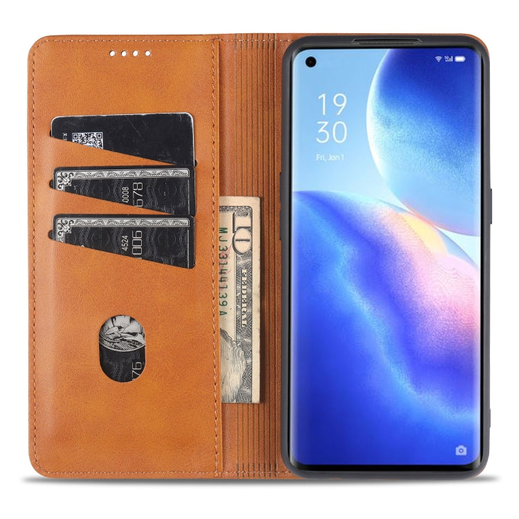 For Oppo Reno5 5G AZNS Magnetic Calf Texture Horizontal Flip Leather Case with Card Slots & Holder & Wallet(Dark Blue) - OPPO Cases by AZNS | Online Shopping UK | buy2fix