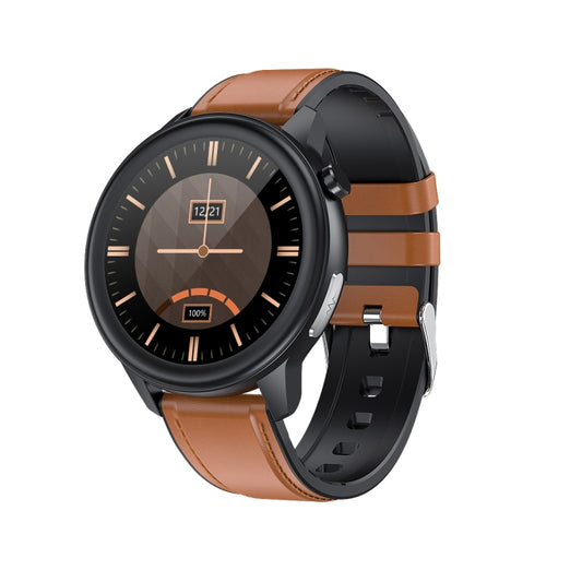 E80 1.3 inch TFT Color Screen IP68 Waterproof Smart Bracelet, Support Blood Oxygen Monitoring / Body Temperature Monitoring / Heart Rate Monitoring, Style:Leather Strap(Brown) - Smart Wear by buy2fix | Online Shopping UK | buy2fix