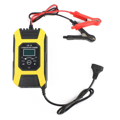 FOXSUR Car / Motorcycle Repair Charger 12V 7A 7-stage + Multi-battery Mode Lead-acid Battery Charger, Plug Type:JP Plug(Yellow) - In Car by FOXSUR | Online Shopping UK | buy2fix