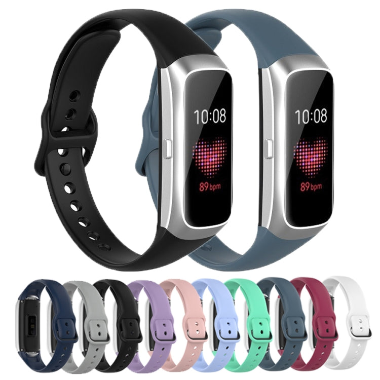 For Samsung Galaxy Fit SM-R370 Silicone Steel Shrapnel Black Buckle Watch Band(Light Purple) - Smart Wear by buy2fix | Online Shopping UK | buy2fix