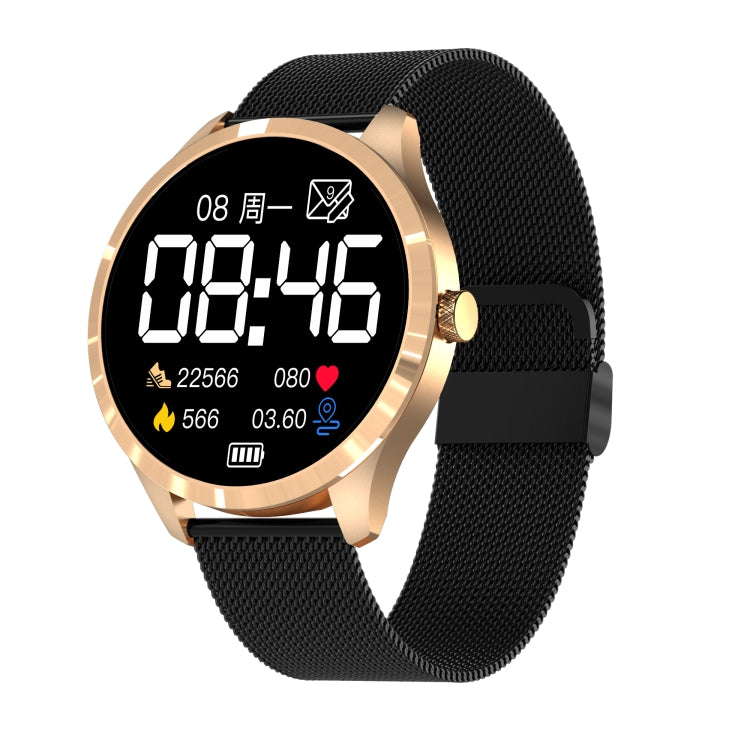 Q9L 1.28 inch IPS Color Screen IP67 Waterproof Smart Watch, Support Blood Pressure Monitoring / Heart Rate Monitoring / Sleep Monitoring(Black Gold) - Smart Wear by buy2fix | Online Shopping UK | buy2fix