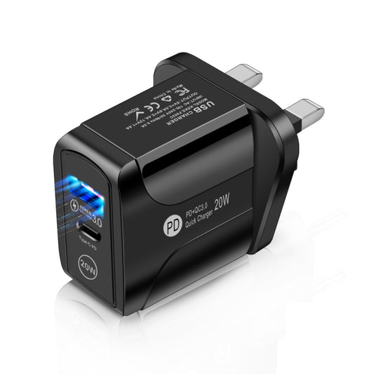 FLOVEME 210BL2007 PD 20W QC3.0 Phone Fast Charger Power Adapter, Plug Type:UK Plug(Black) - Apple Accessories by FLOVEME | Online Shopping UK | buy2fix